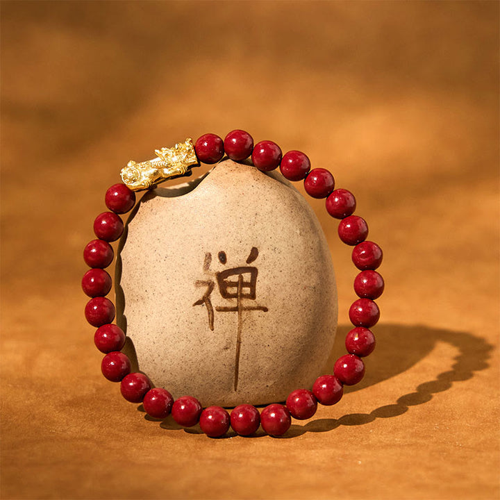 Buddha Stones Natural Cinnabar Beads Pixiu Blessing Bracelet - image 11