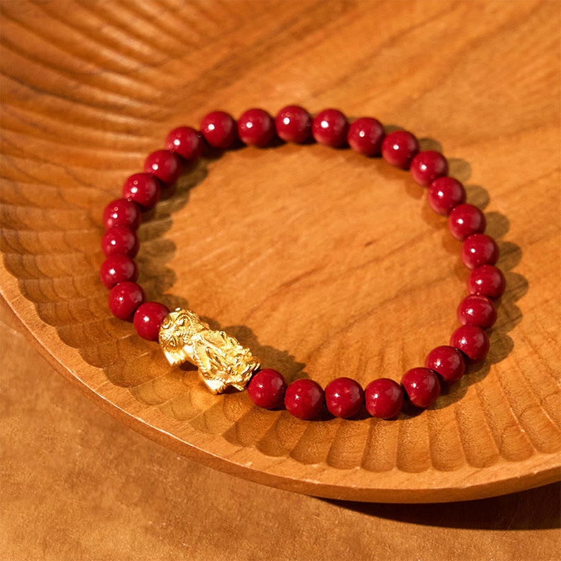 Buddha Stones Natural Cinnabar Beads Pixiu Blessing Bracelet - image 12