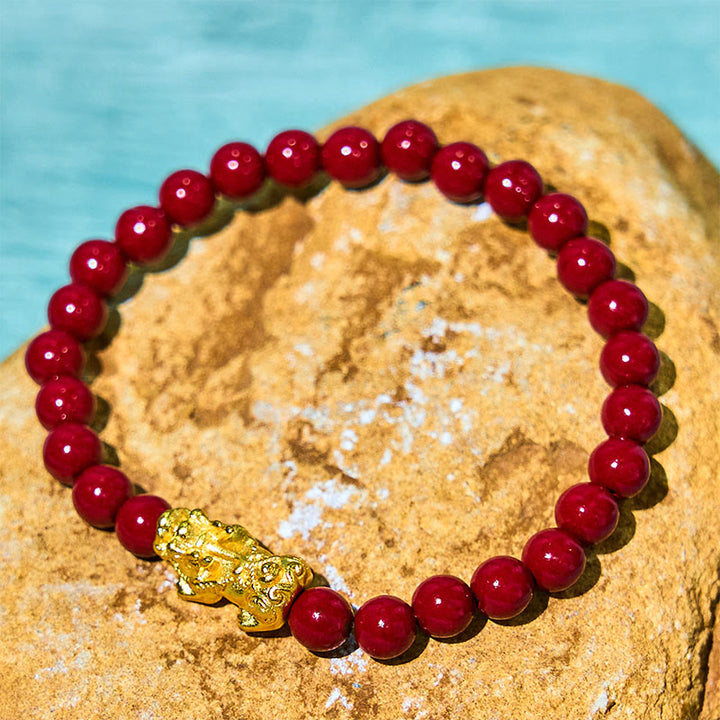 Buddha Stones Natural Cinnabar Beads Pixiu Blessing Bracelet - image 2