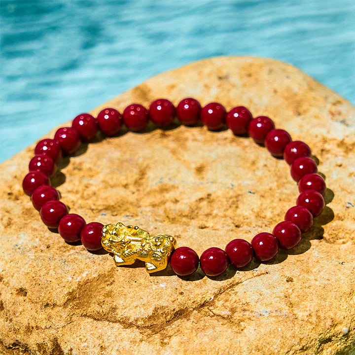 Buddha Stones Natural Cinnabar Beads Pixiu Blessing Bracelet - image 3