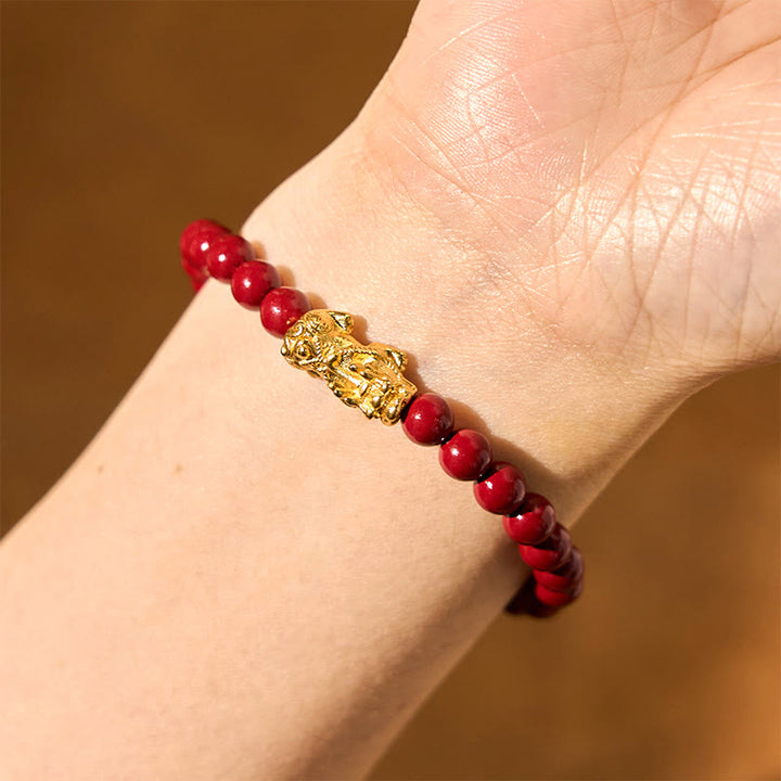 Buddha Stones Natural Cinnabar Beads Pixiu Blessing Bracelet - image 9