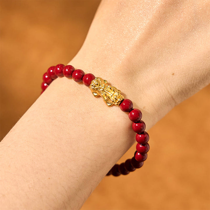 Buddha Stones Natural Cinnabar Beads Pixiu Blessing Bracelet - image 8