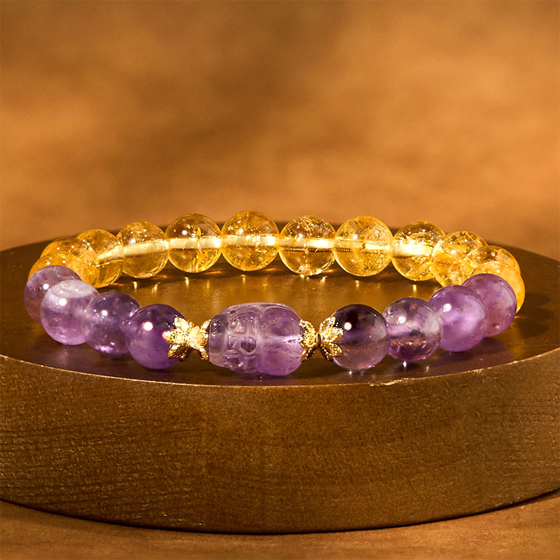 Buddha Stones Citrine Amethyst Pixiu Prosperity Bracelet - image 11