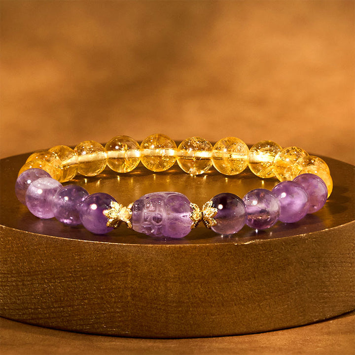 Buddha Stones Citrine Amethyst Pixiu Prosperity Bracelet - image 11