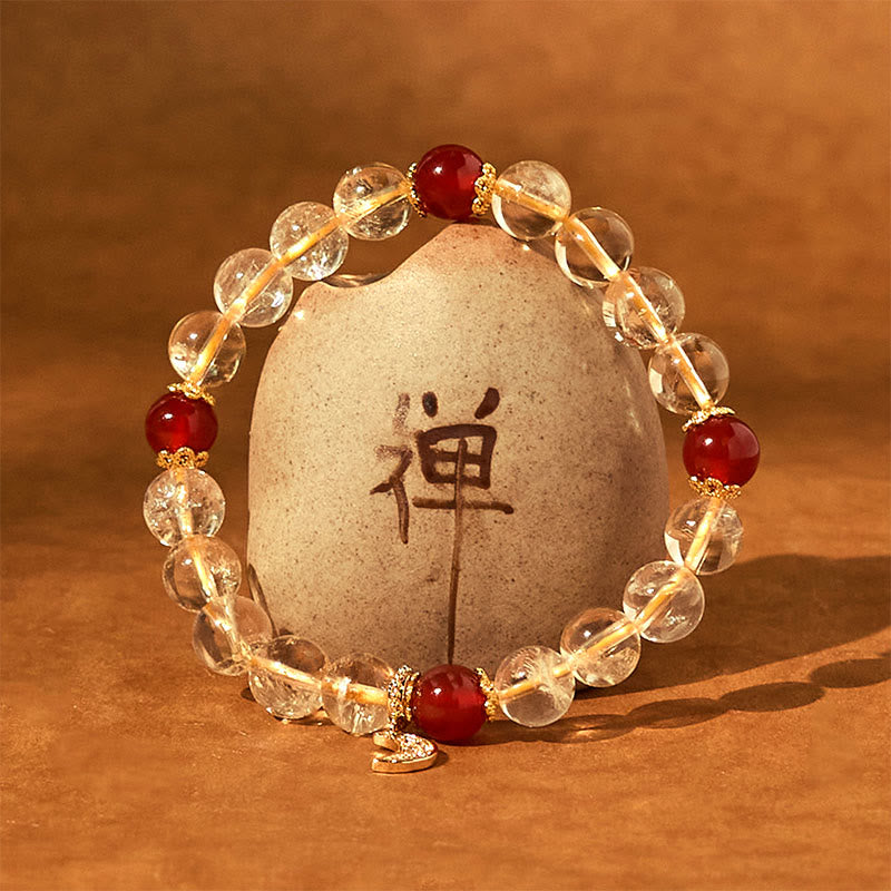 Buddha Stones Citrine Red Agate Moon Prosperity Bracelet - image 10