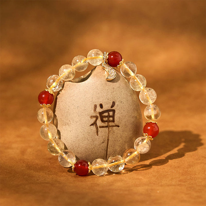 Buddha Stones Citrine Red Agate Moon Prosperity Bracelet - image 8