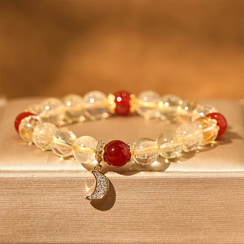 Buddha Stones Citrine Red Agate Moon Prosperity Bracelet - image 1