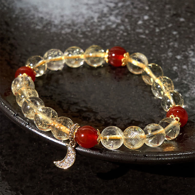 Buddha Stones Citrine Red Agate Moon Prosperity Bracelet - image 9