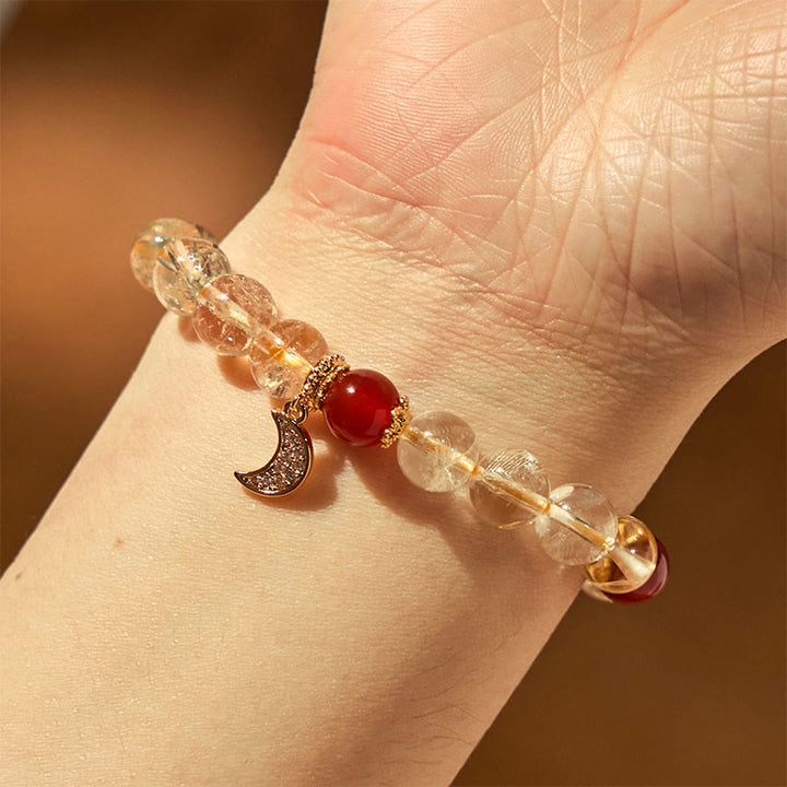 Buddha Stones Citrine Red Agate Moon Prosperity Bracelet - image 4