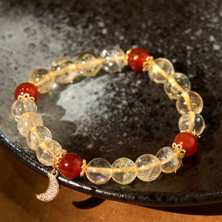 Buddha Stones Citrine Red Agate Moon Prosperity Bracelet - image 3