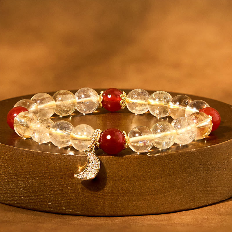 Buddha Stones Citrine Red Agate Moon Prosperity Bracelet - image 12