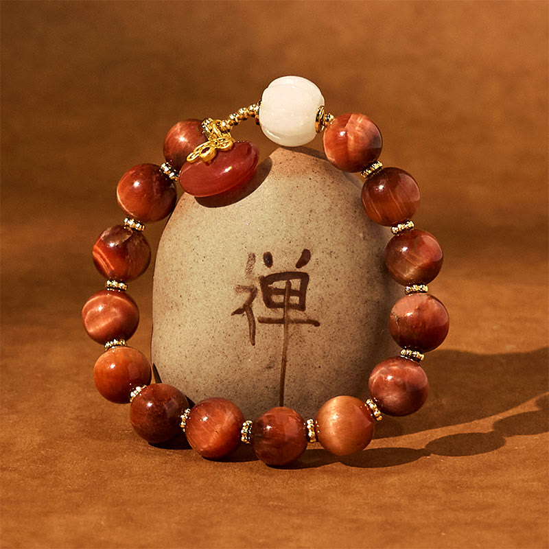 Buddha Stones Natural Red Tiger Eye Pumpkin Calm Bracelet - image 3