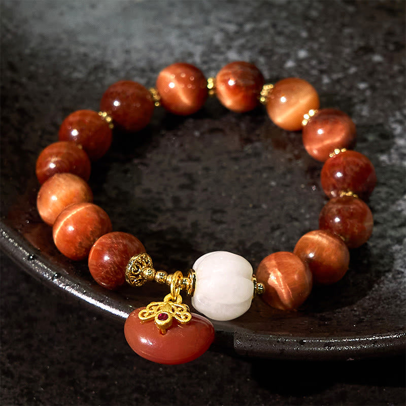 Buddha Stones Natural Red Tiger Eye Pumpkin Calm Bracelet - image 5