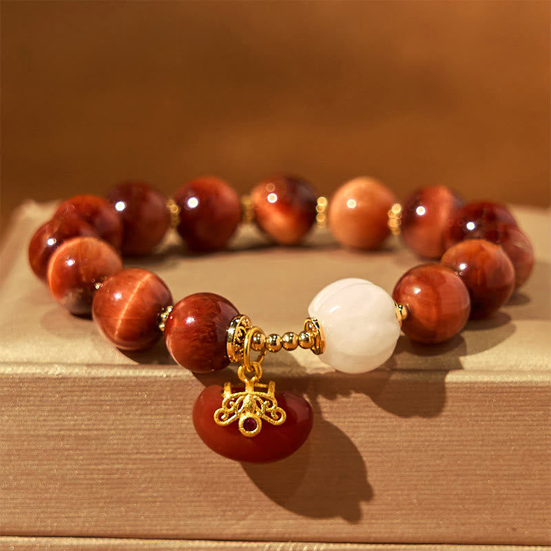 Buddha Stones Natural Red Tiger Eye Pumpkin Calm Bracelet - image 1