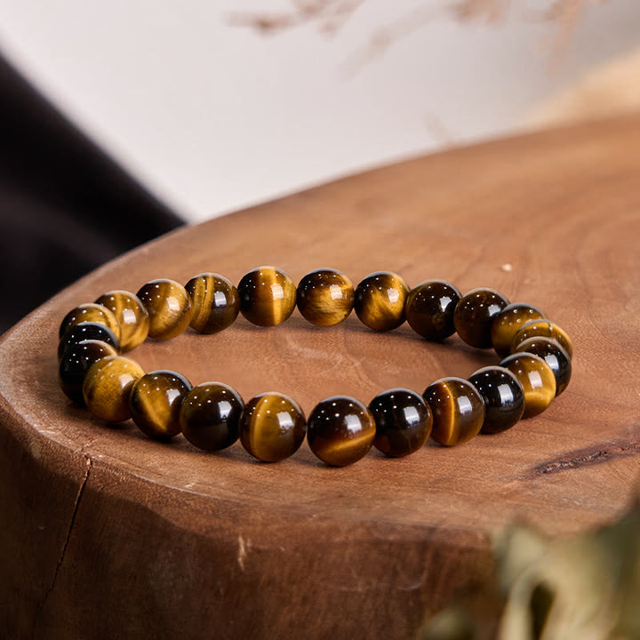 Buddha Stones Tiger Eye Strength Bracelet - Tiger Eye(Wrist Circumference: 14-16cm) - 12mm - image 0
