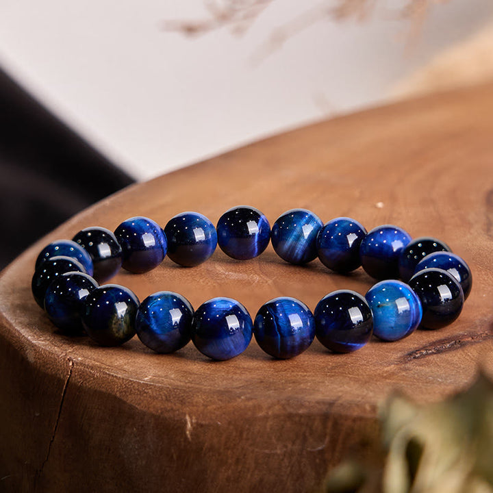 Buddha Stones Blue Tiger Eye Balance Bracelet - Blue Tiger Eye(Wrist Circumference: 14-16cm) - 12mm - image 0