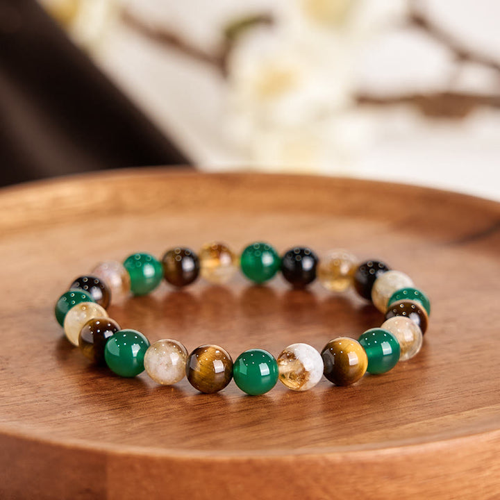 Buddha Stones Natural Tiger Eye Green Agate Citrine Mix And Match Beads Protection Bracelet - image 1