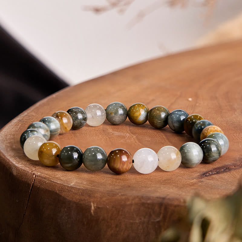 Buddha Stones Natural Eagle's Eye Stone Confidence Positive Bracelet - Eagle's Eye Stone(Wrist Circumference: 14-16cm) - image 0