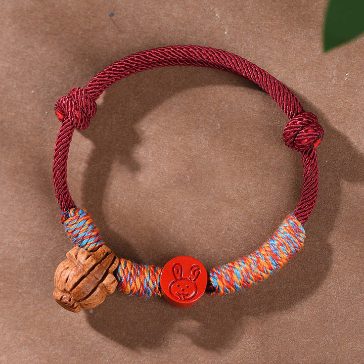 Buddha Stones Handmade Chinese Zodiac Red String Peach Pit Cinnabar Luck Bracelet - Rabbit - Red Rope(Wrist Circumference: 14-17cm) - image 20