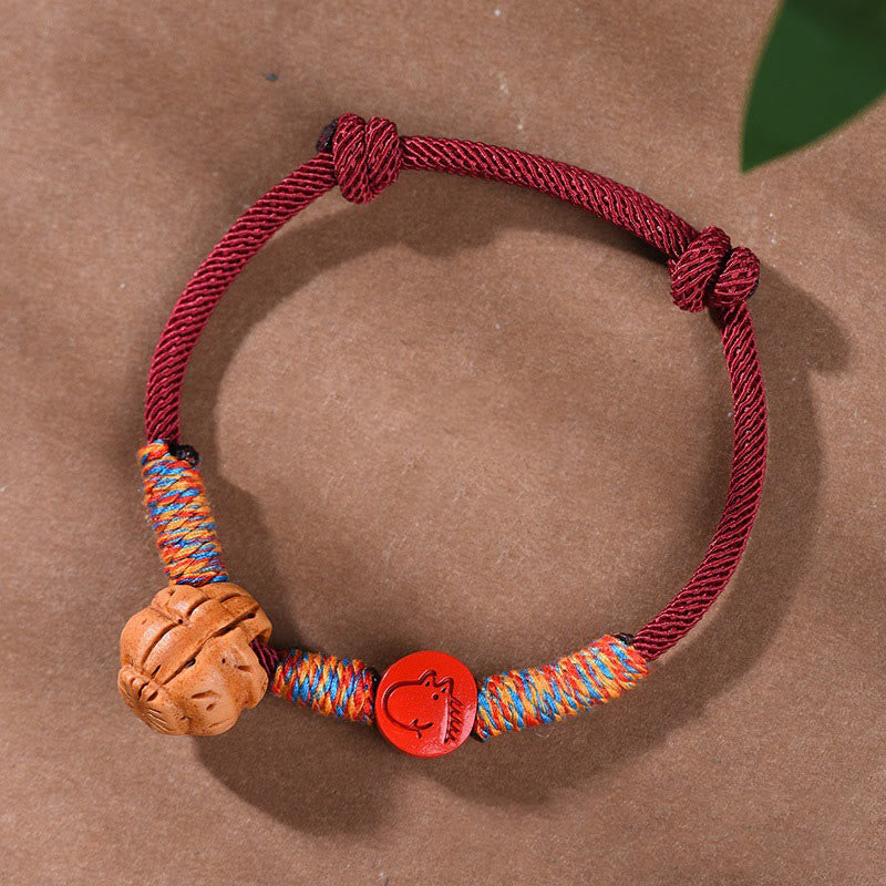 Buddha Stones Handmade Chinese Zodiac Red String Peach Pit Cinnabar Luck Bracelet - Horse - Red Rope(Wrist Circumference: 14-17cm) - image 22