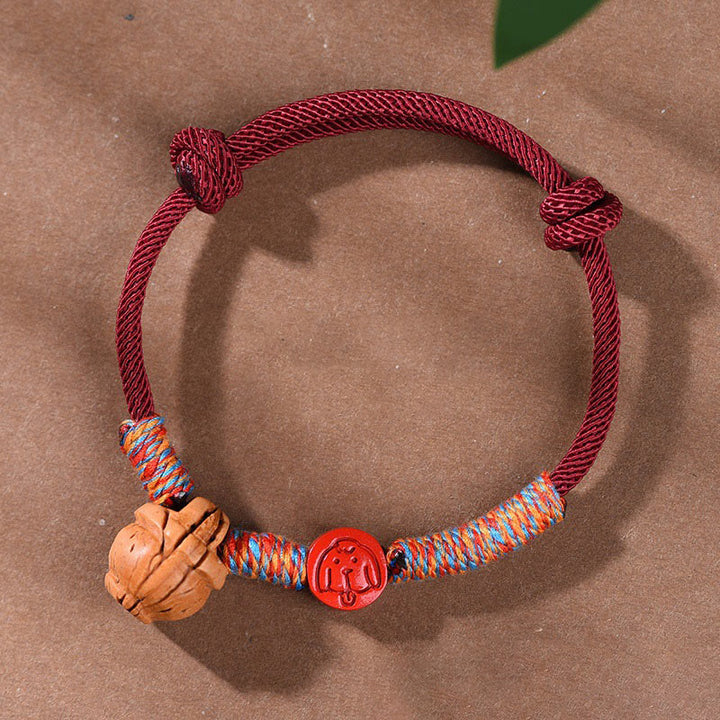 Buddha Stones Handmade Chinese Zodiac Red String Peach Pit Cinnabar Luck Bracelet - Dog - Red Rope(Wrist Circumference: 14-17cm) - image 26