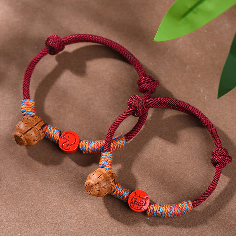 Buddha Stones Handmade Chinese Zodiac Red String Peach Pit Cinnabar Luck Bracelet - image 28