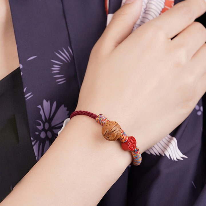 Buddha Stones Handmade Chinese Zodiac Red String Peach Pit Cinnabar Luck Bracelet - image 18