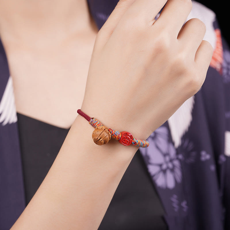 Buddha Stones Handmade Chinese Zodiac Red String Peach Pit Cinnabar Luck Bracelet - image 17