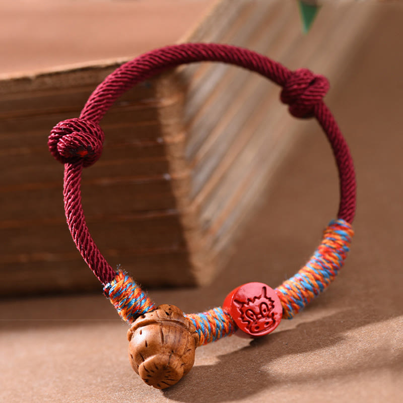 Buddha Stones Handmade Chinese Zodiac Red String Peach Pit Cinnabar Luck Bracelet - image 12
