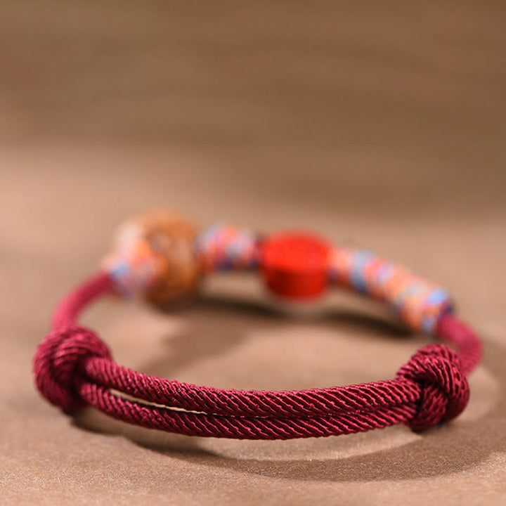 Buddha Stones Handmade Chinese Zodiac Red String Peach Pit Cinnabar Luck Bracelet - image 13