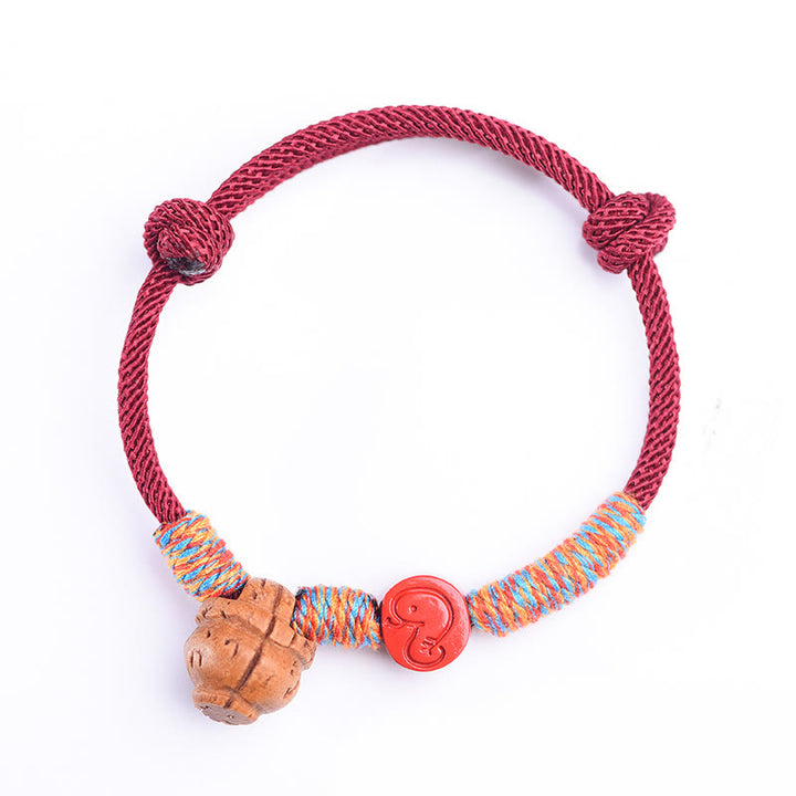 Buddha Stones Handmade Chinese Zodiac Red String Peach Pit Cinnabar Luck Bracelet - image 3