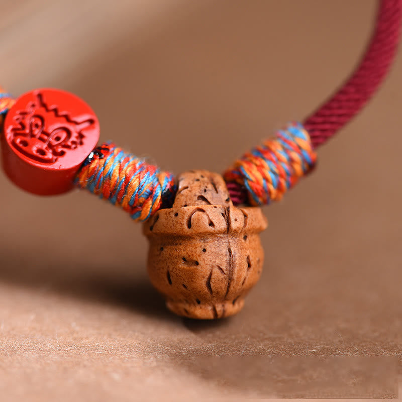 Buddha Stones Handmade Chinese Zodiac Red String Peach Pit Cinnabar Luck Bracelet - image 16
