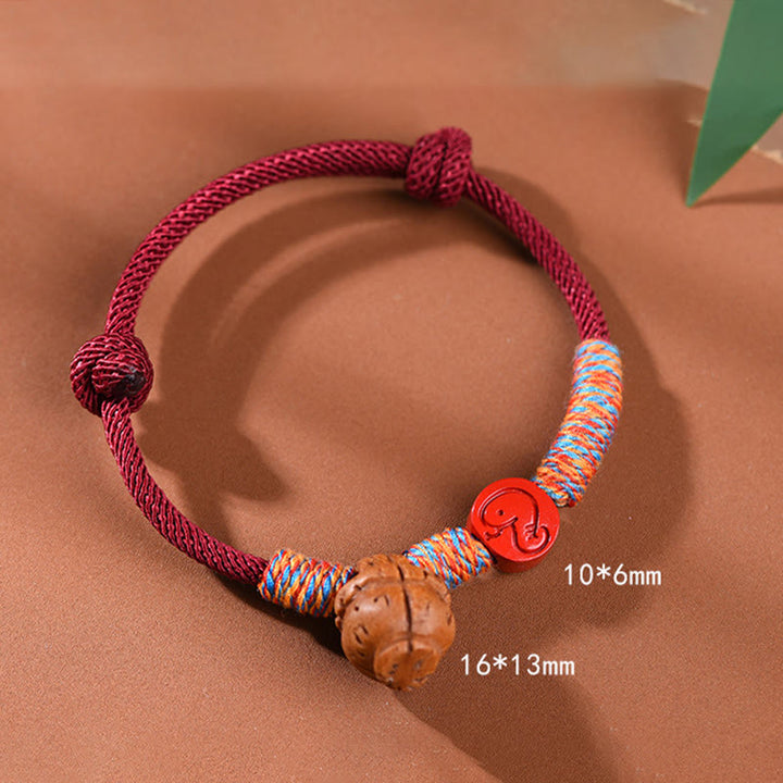 Buddha Stones Handmade Chinese Zodiac Red String Peach Pit Cinnabar Luck Bracelet - image 2