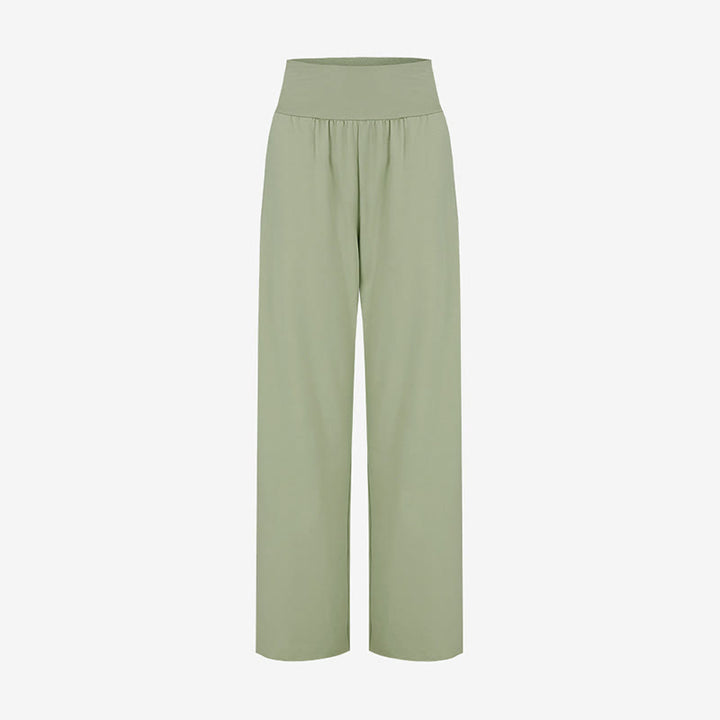 Buddha Stones Casual Loose Tie-down Hem Plain High Waist Women's Leica Pants With Pockets - image 6