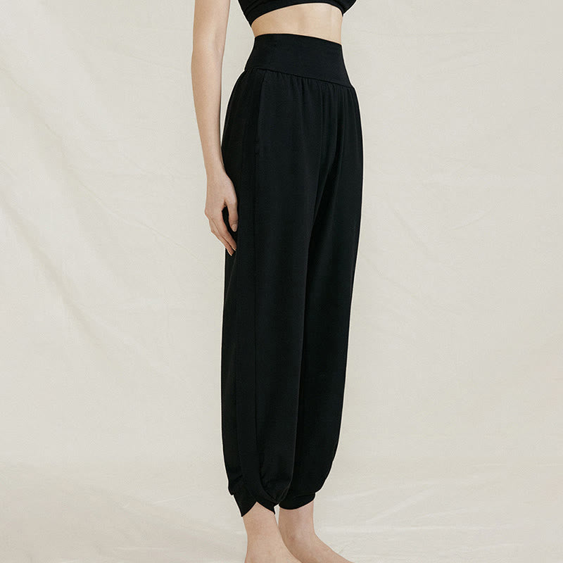 Buddha Stones Casual Plain High Waist Side Fold Quick Drying Women's Cotton Pants With Pockets - image 16