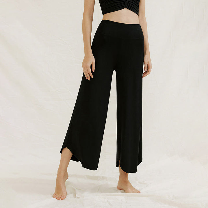 Buddha Stones Casual Plain Loose Irregular Geometric Hem Women's Leica Wide Leg Pants - image 26