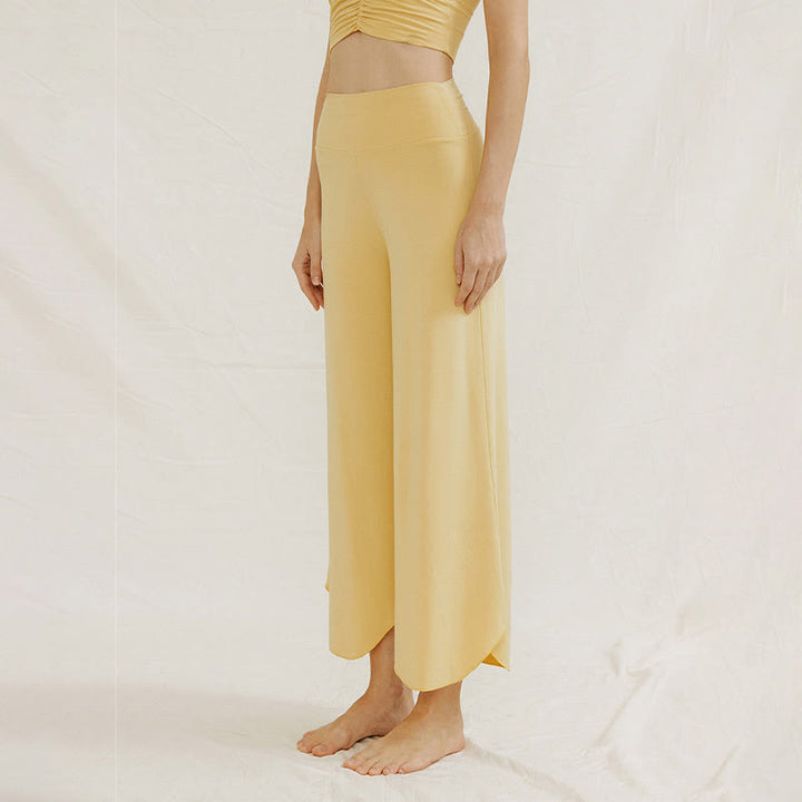 Buddha Stones Casual Plain Loose Irregular Geometric Hem Women's Leica Wide Leg Pants - image 7