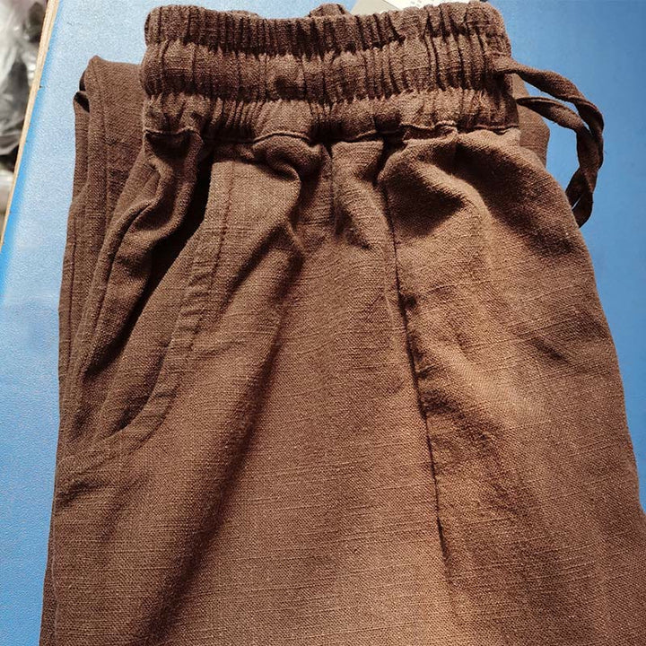 Buddha Stones Casual Plain Loose Straight Leg Women's Ramie Cotton Wide Leg Pants With Pockets - Peru - US6，UK/AU10，EU38 (L) - image 16