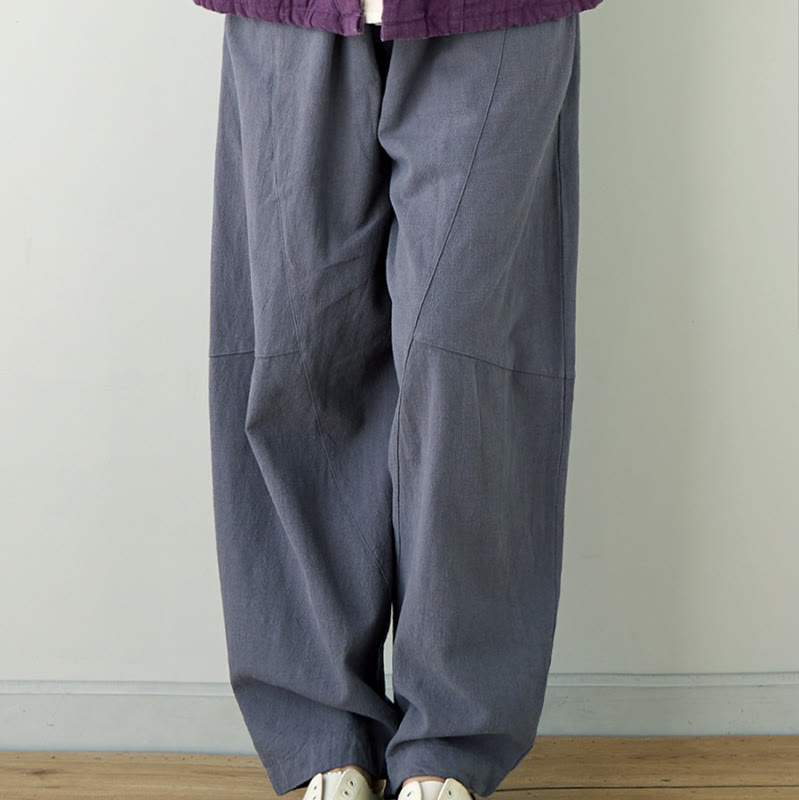 Buddha Stones Casual Plain Loose Women's Cotton Pants With Pockets - LightSlateGray - US8-10，UK/AU12-14，EU40-42 (XL) - image 12
