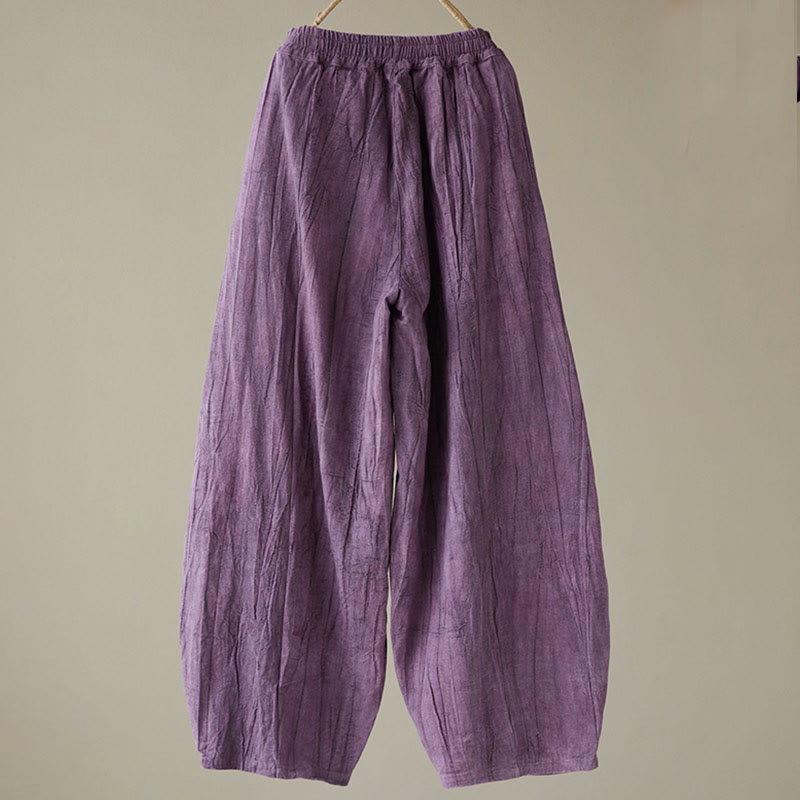 Buddha Stones Casual Plain Loose Tie-Dye Distressed Women's Ramie Pants With Pockets - image 20