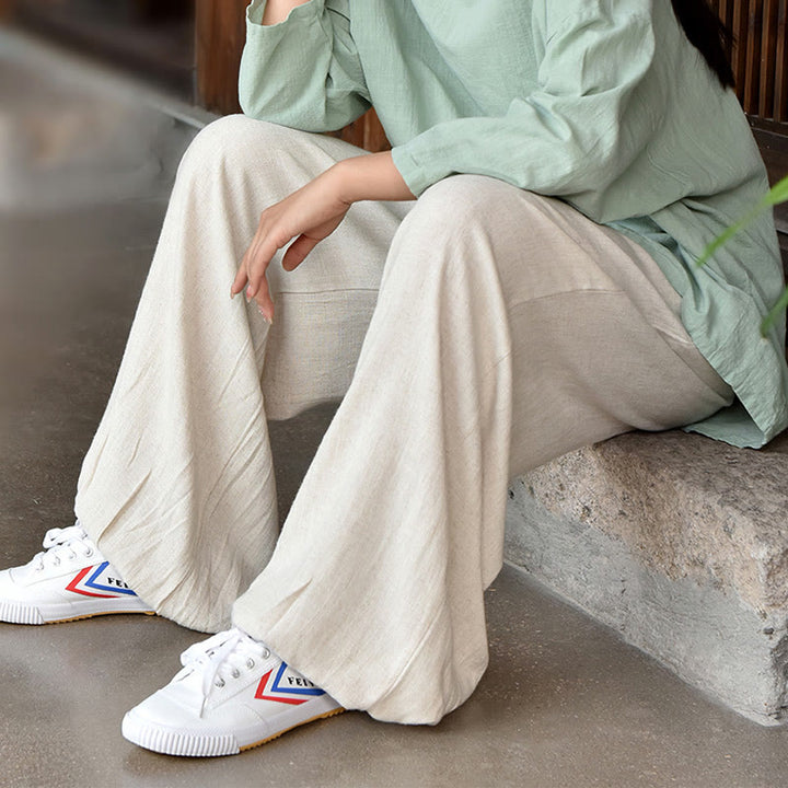 Buddha Stones Casual Plain Loose Women's Linen Pants With Pockets - image 18