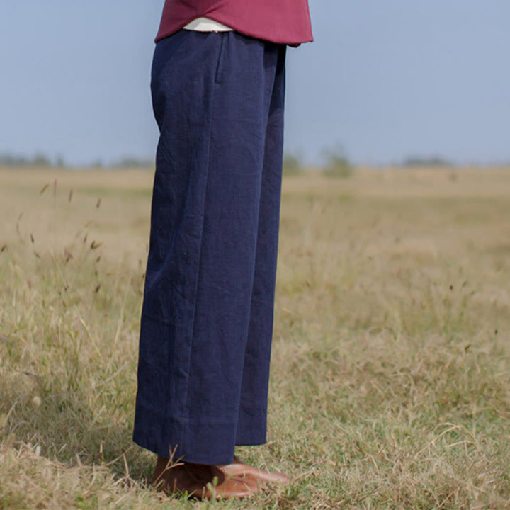 Buddha Stones Casual Plain Loose Women's Ramie Wide Leg Pants With Pockets - image 2