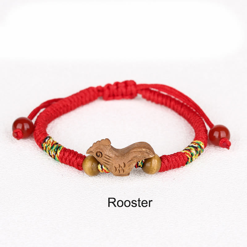 Buddha Stones Handmade Chinese Zodiac Red String Peach Wood Luck Bracelet - Rooster - Red Rope(Wrist Circumference: 12-19cm) - image 26