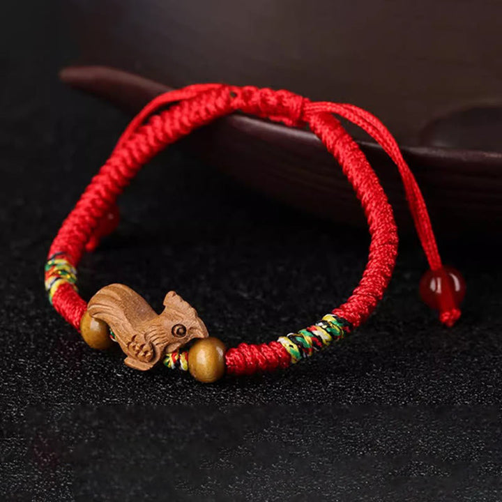 Buddha Stones Handmade Chinese Zodiac Red String Peach Wood Luck Bracelet - image 27
