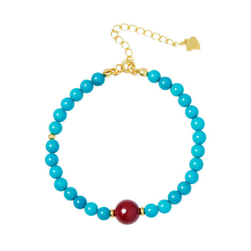Buddha Stones 925 Sterling Silver Turquoise Cinnabar Purification Bracelet - image 11