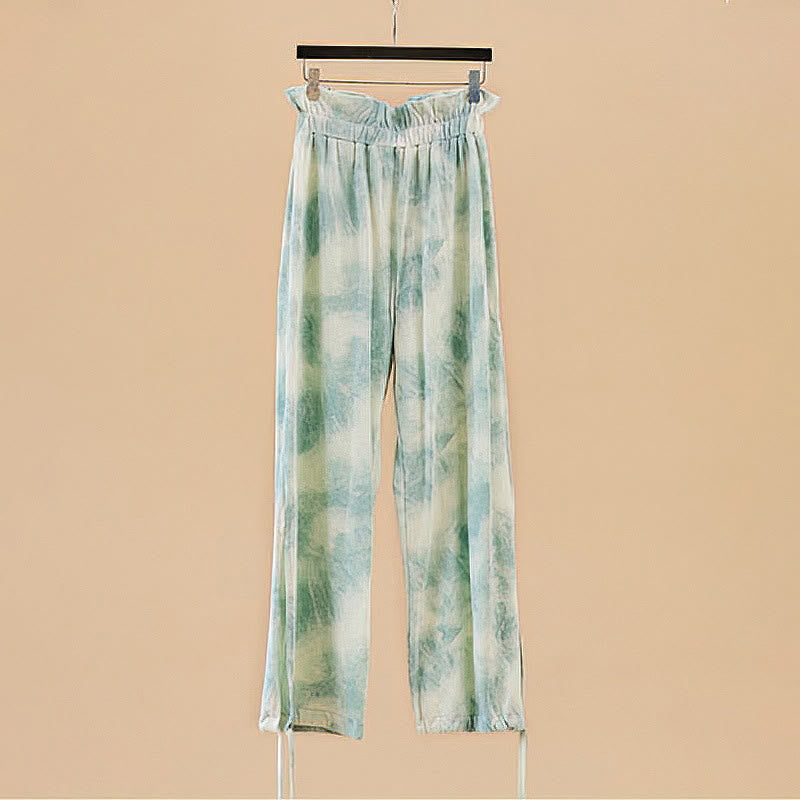 Buddha Stones Casual Trouser Leg Ties Ink Printing Women's Spandex Pants - image 15