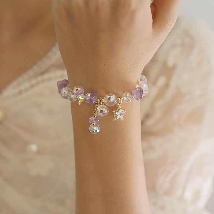 Buddha Stones Natural Amethyst Crystal Star Charm Positive Transformation Bracelet - image 6