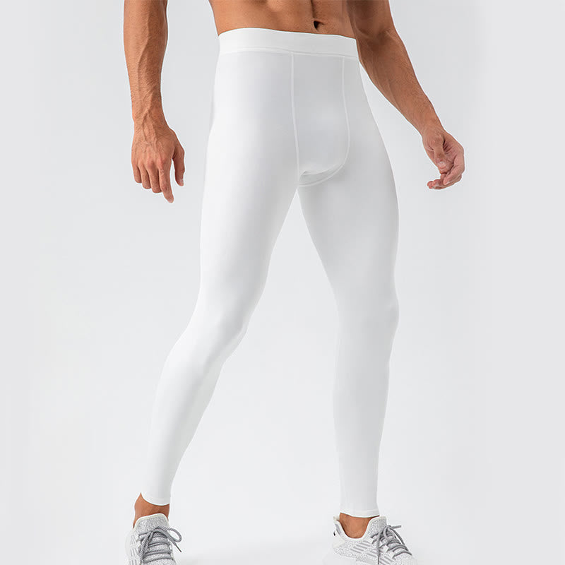 Buddha Stones Plain High Waist Elastic Breathable Sports Men's Leggings Pants - White - US/UK/AU44，EU54 (2XL) - image 7