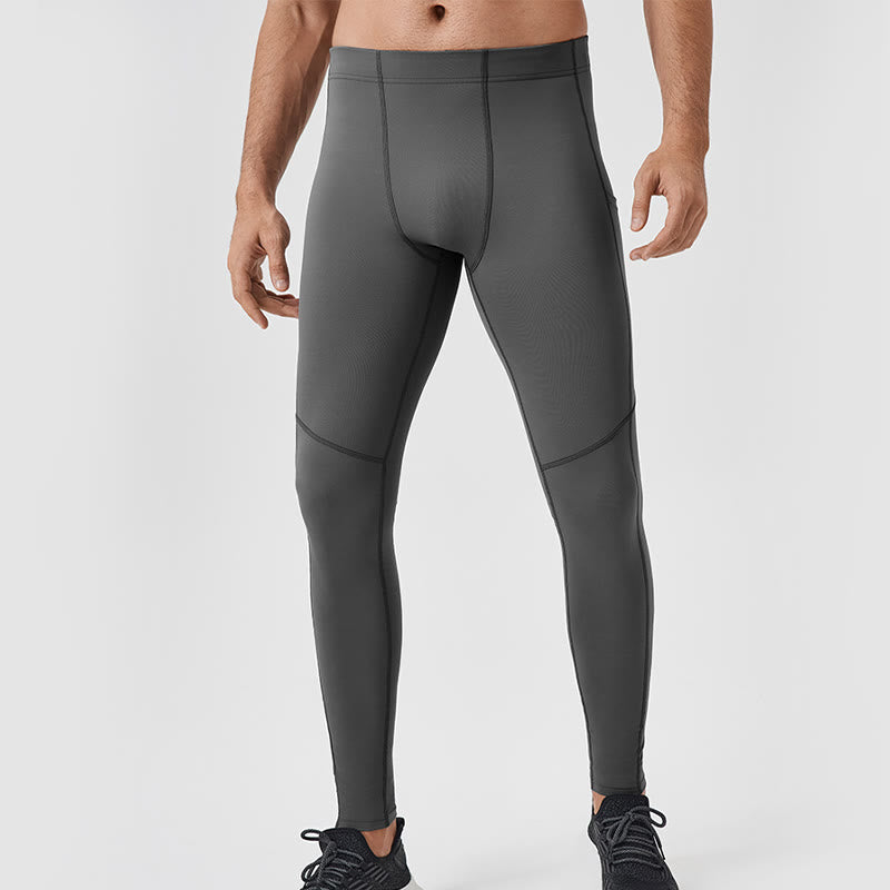Buddha Stones Solid Color High Waist Elastic Breathable Sports Men's Leggings Pants With Back Zipper Pocket - Gray - US/UK/AU44，EU54 (2XL) - image 21