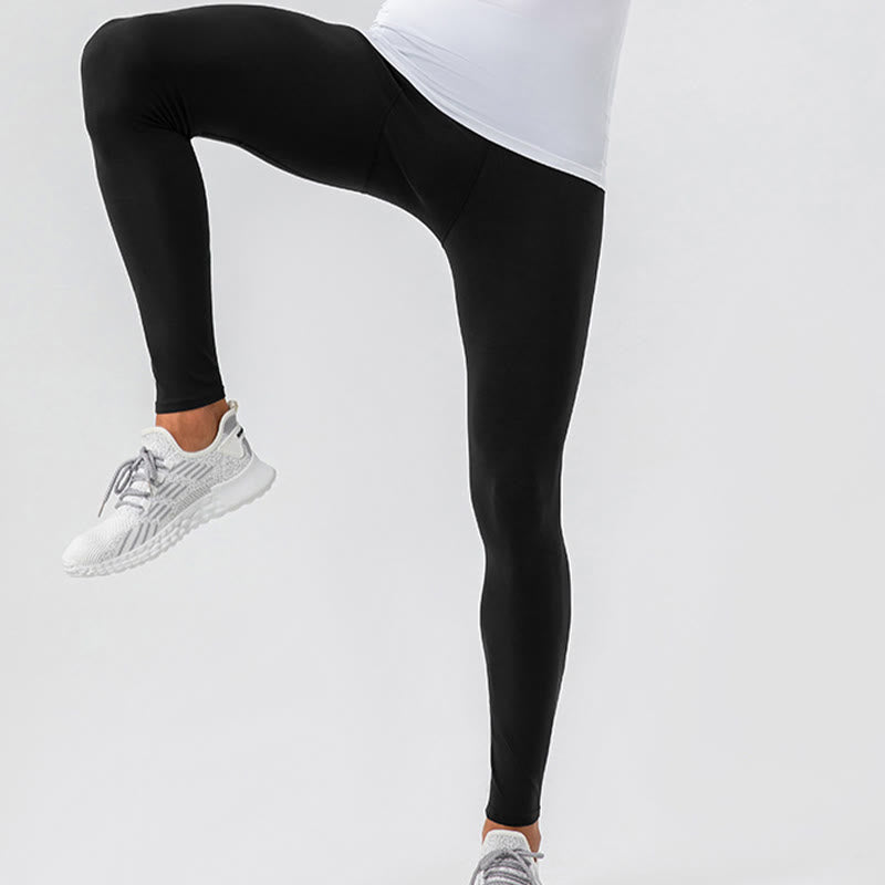 Buddha Stones Plain High Waist Elastic Breathable Sports Men's Leggings Pants - image 5